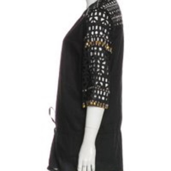 Tory Burch gold embellished black tunic drawstring - Picture 6 of 8